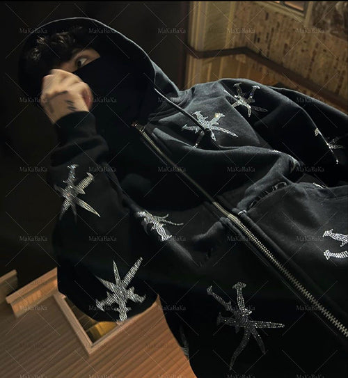 Hoodie Gótico con Strass