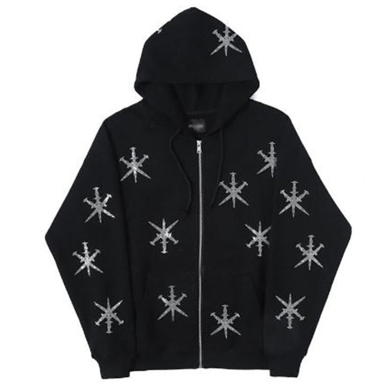 Hoodie Gótico con Strass